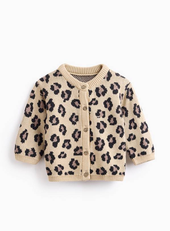 Leopard Print Knitted Cardigan Up to 3 mths